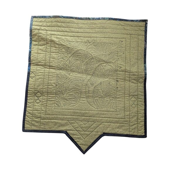 Quilted Tree of Life Wall Hanging: Beaded Fiber Art Table Topper - Picture 3 of 8